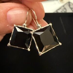 Elegant Black Square Israel Sterling silver Earrings
